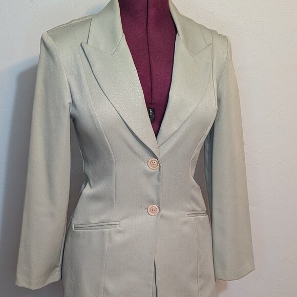 City Triangles, Sage Cotton Skirt Suit, Size 6 - Picture 1 of 2